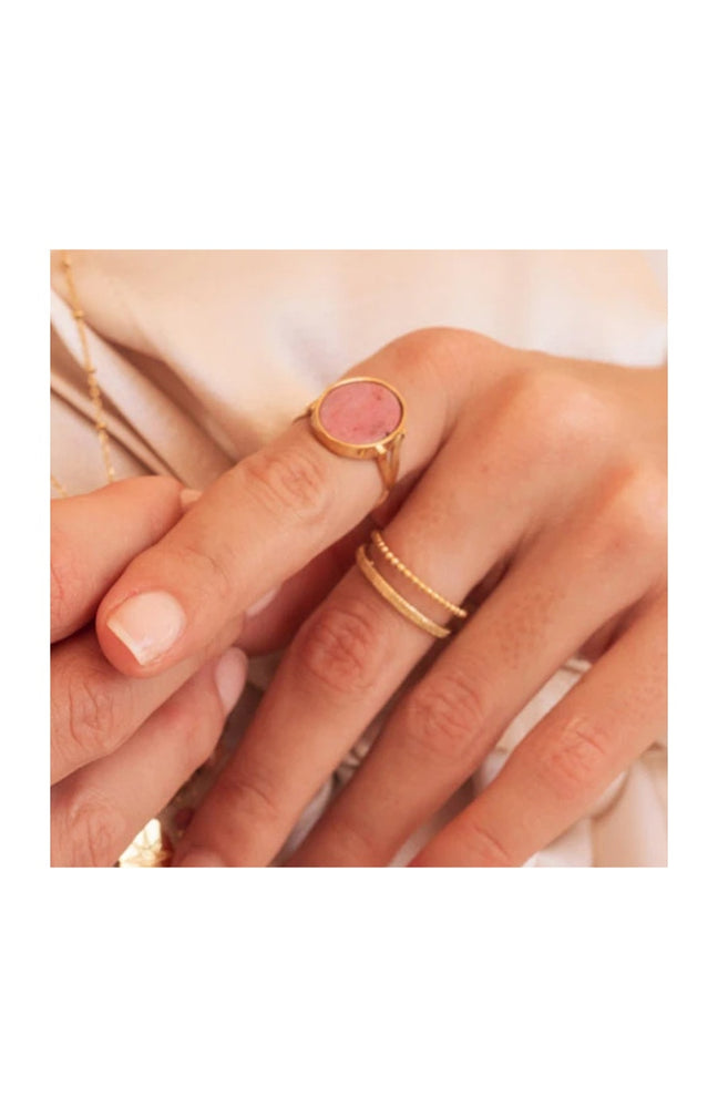 Bague 2 rangs - Acier inoxydable & rhodium