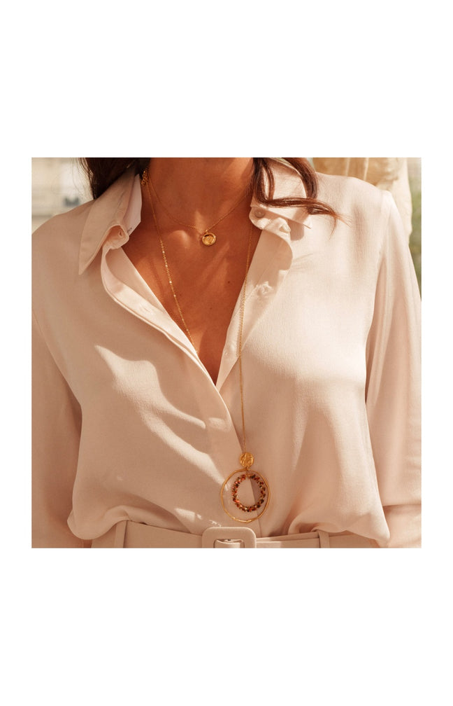 Collier - Acier inoxydable doré & perles de rocaille