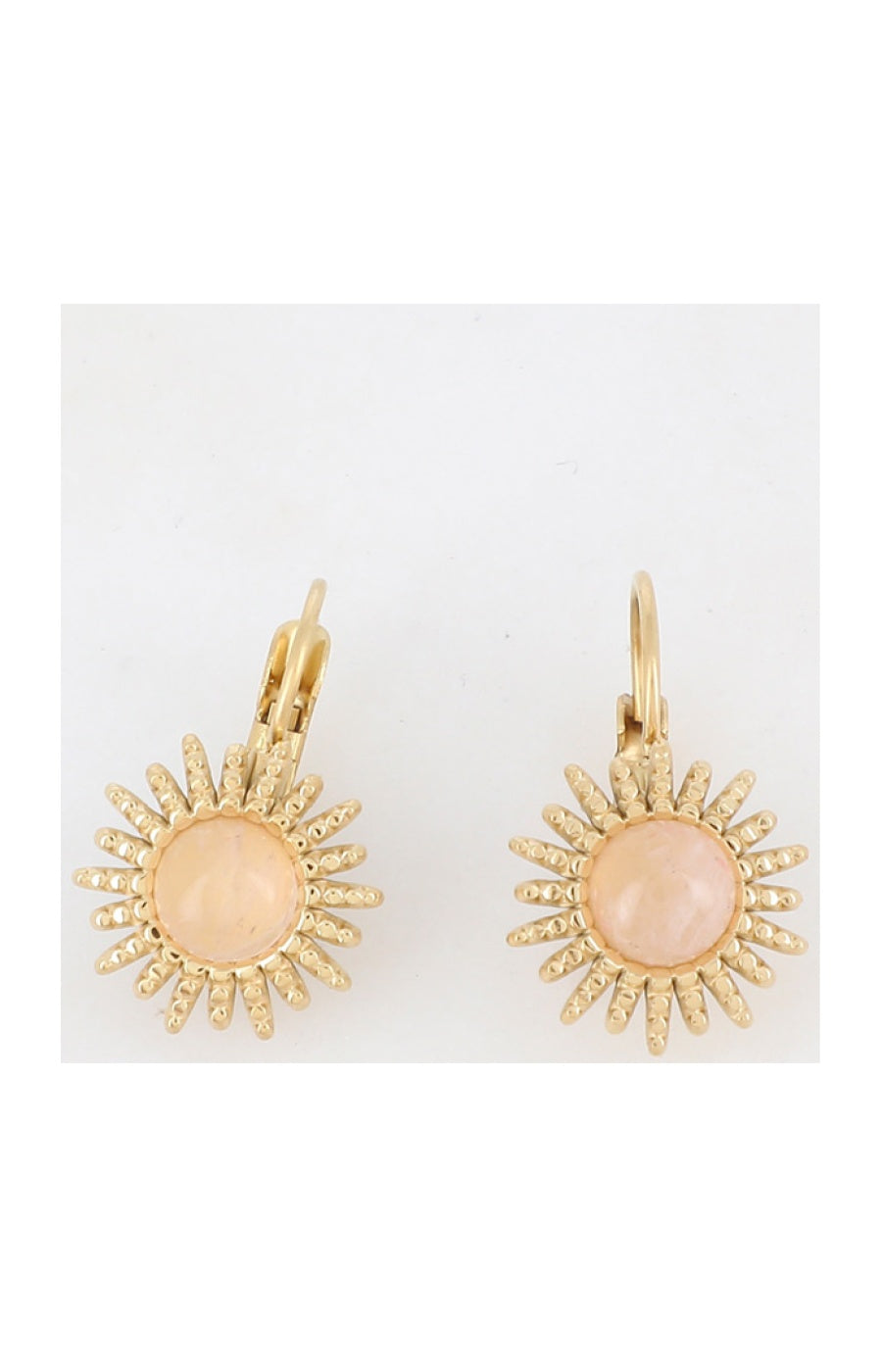 Boucles d'oreilles - Acier inoxydable doré & agate beige