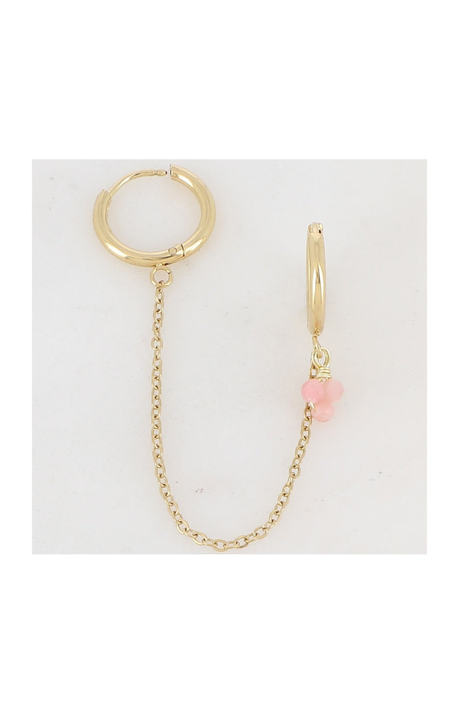 Boucle d'oreille - Acier inoxydable doré & rhodonite rose