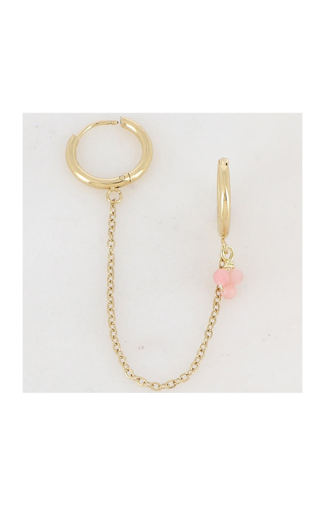 Boucle d'oreille - Acier inoxydable doré & rhodonite rose