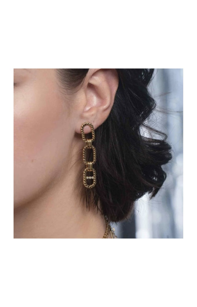 Boucles d'oreilles - Acier inoxydable doré & oxyde de zirconium