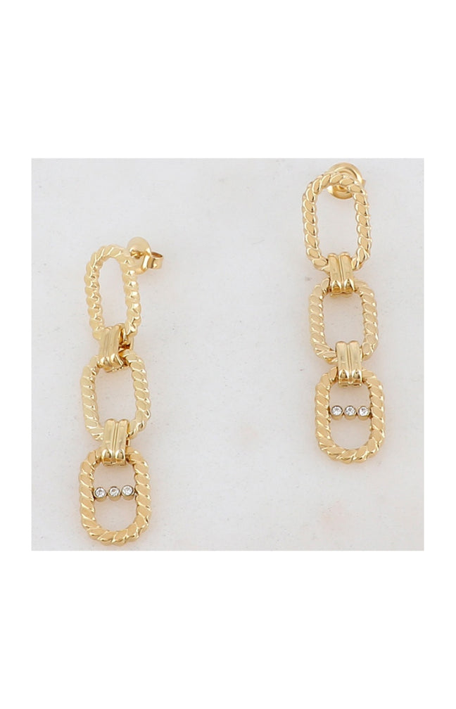 Boucles d'oreilles - Acier inoxydable doré & oxyde de zirconium