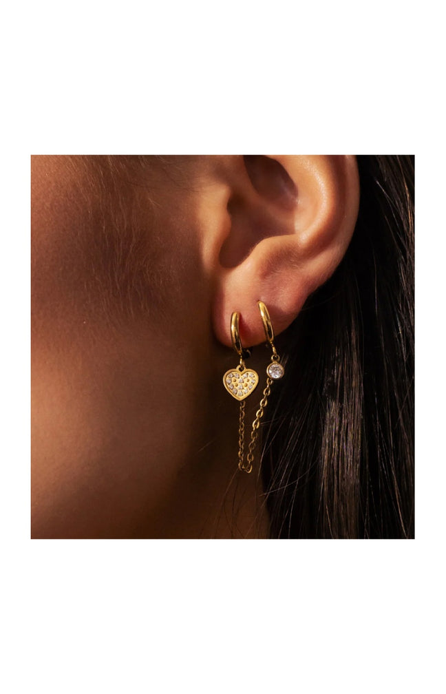 Boucle d'oreille - Acier inoxydable doré & strass
