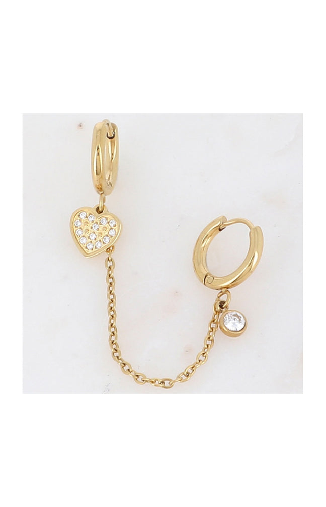 Boucle d'oreille - Acier inoxydable doré & strass