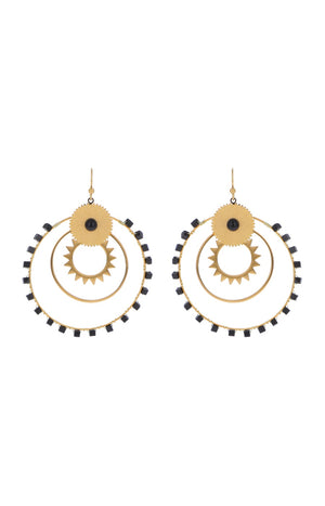 Boucles d'oreilles - Acier inoxydable doré & onyx noir