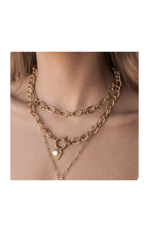 Collier - Acier inoxydable doré & perle