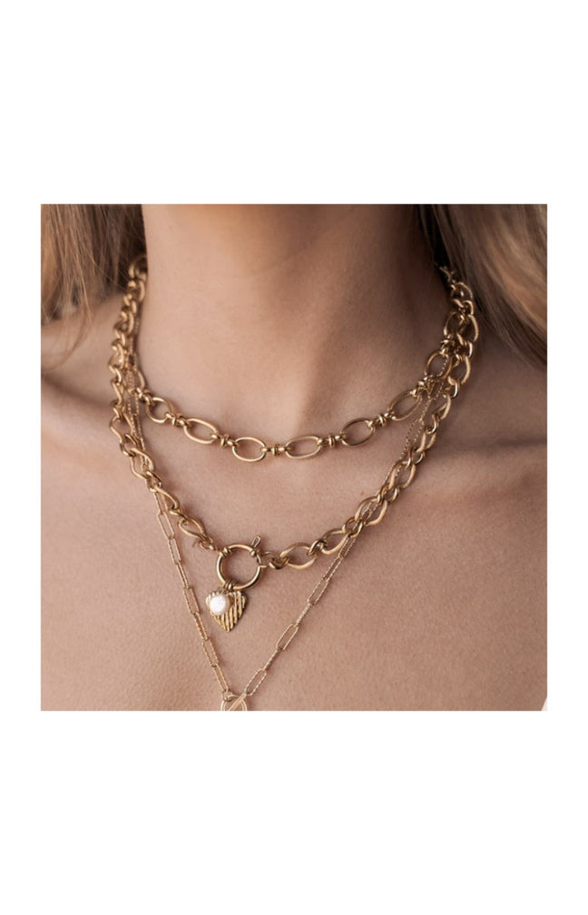 Collier - Acier inoxydable doré & perle