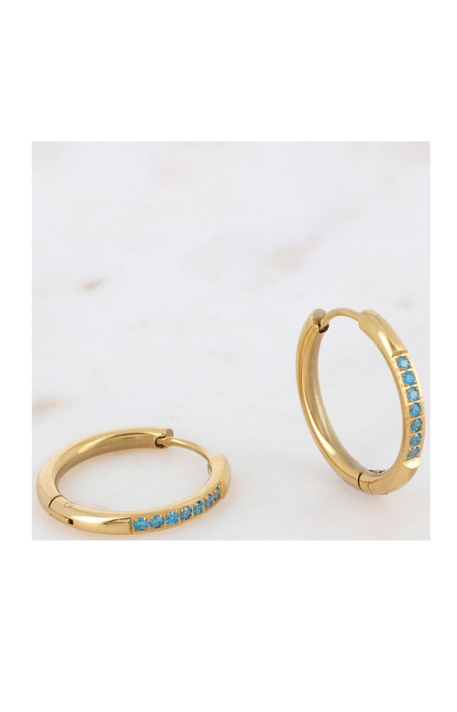 Boucles d'oreilles - Acier inoxydable doré & zirconium bleu