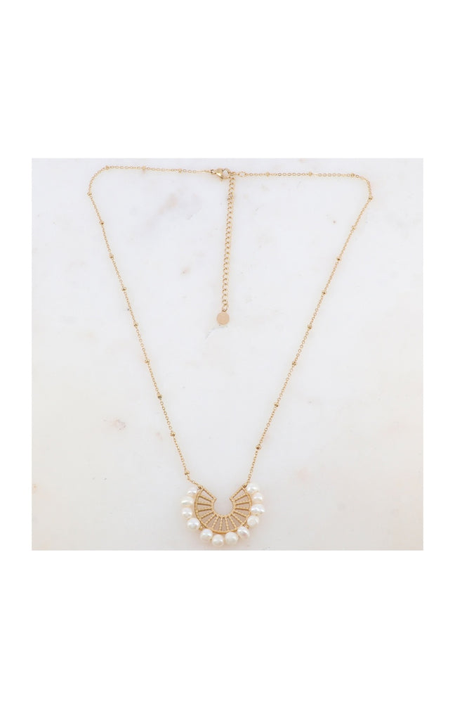 Collier - Acier inoxydable doré & perles