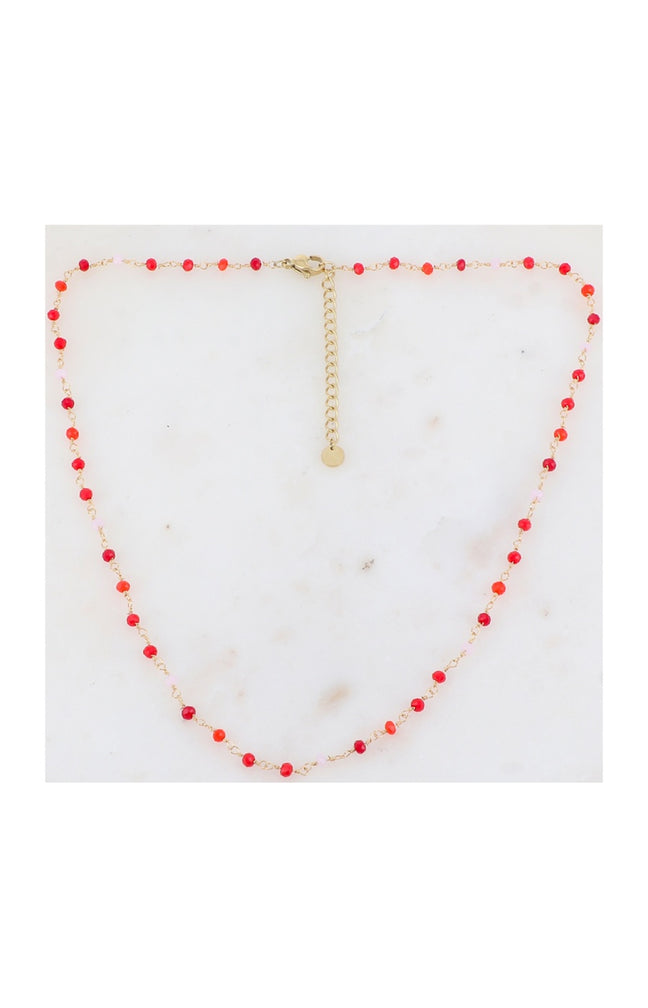 Collier - Acier inoxydable doré & pâtes de verre
