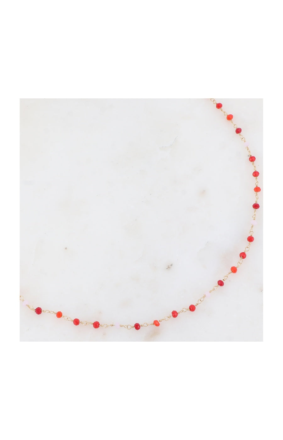 Collier - Acier inoxydable doré & pâtes de verre