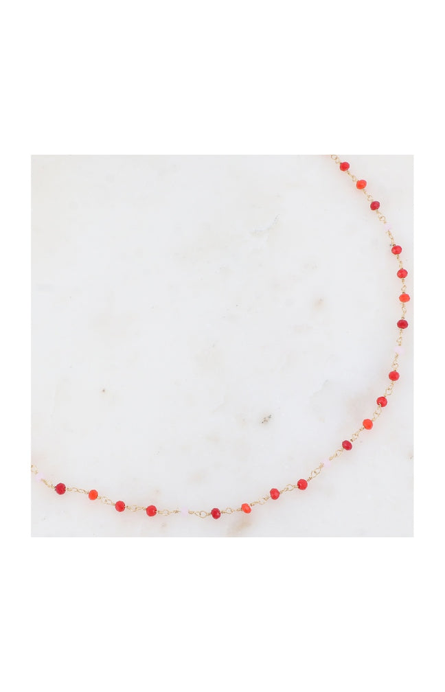 Collier - Acier inoxydable doré & pâtes de verre