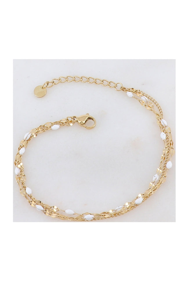 Bracelet - Acier inoxydable doré & émail