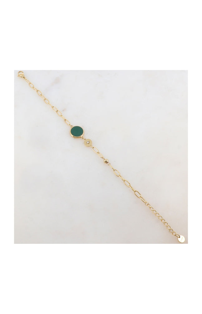 Bracelet - Acier inoxydable doré, émail & strass