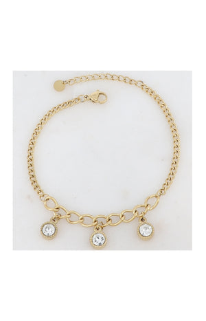 Bracelet - Acier inoxydable doré & zirconiums