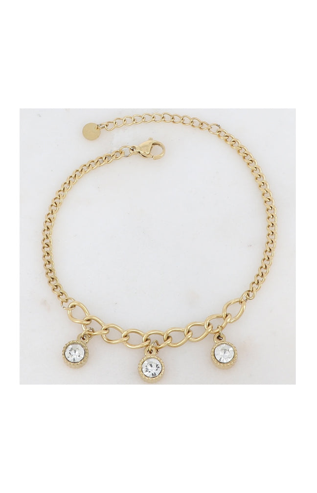 Bracelet - Acier inoxydable doré & zirconiums