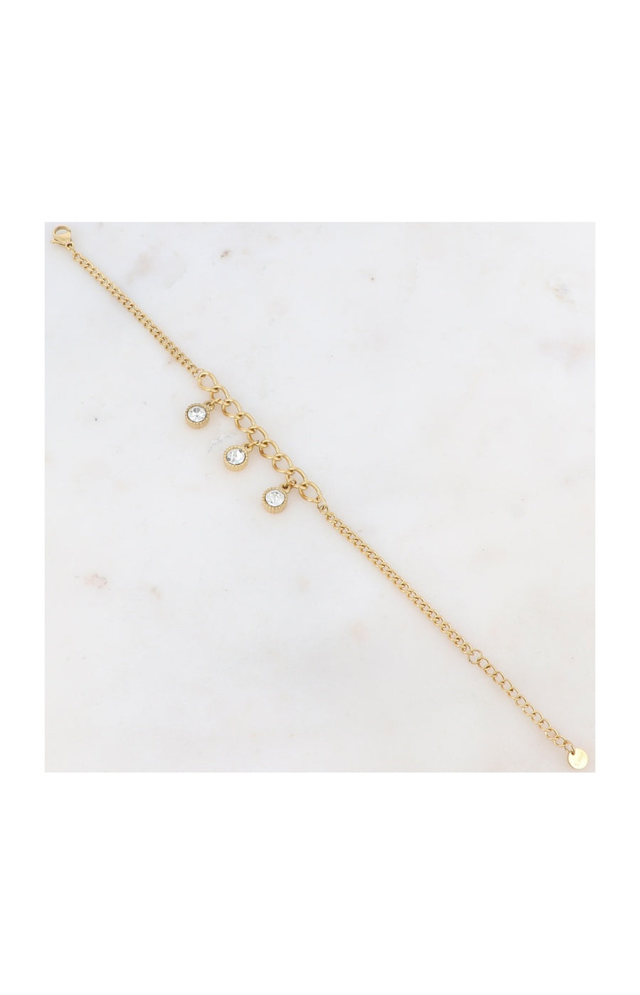 Bracelet - Acier inoxydable doré & zirconiums