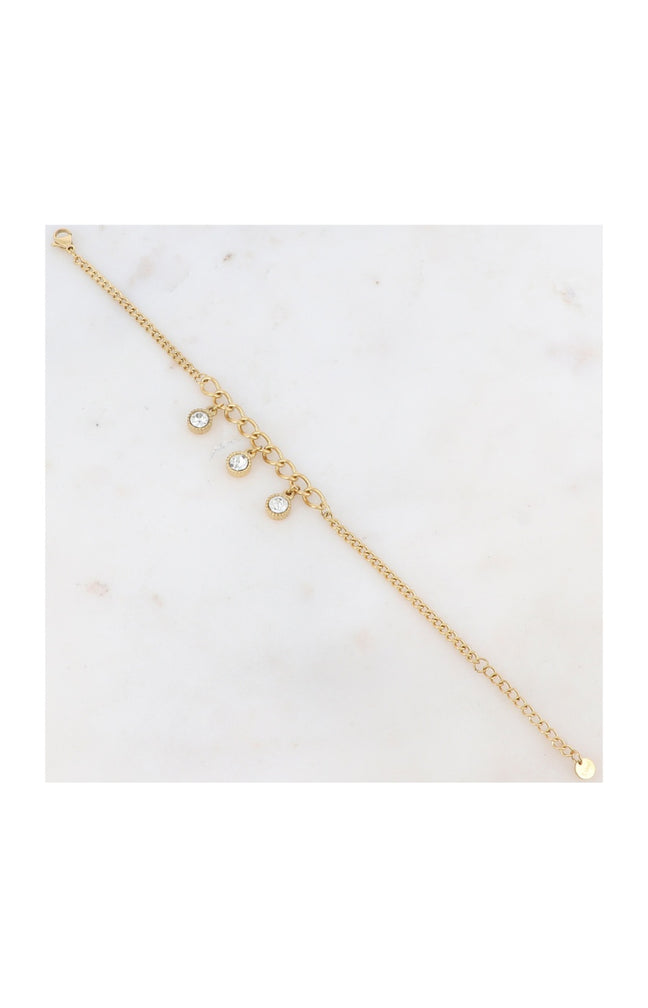 Bracelet - Acier inoxydable doré & zirconiums