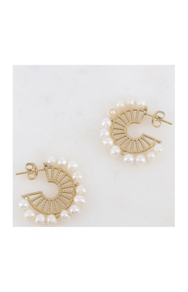 Boucles d'oreilles - Acier inoxydable doré & perles
