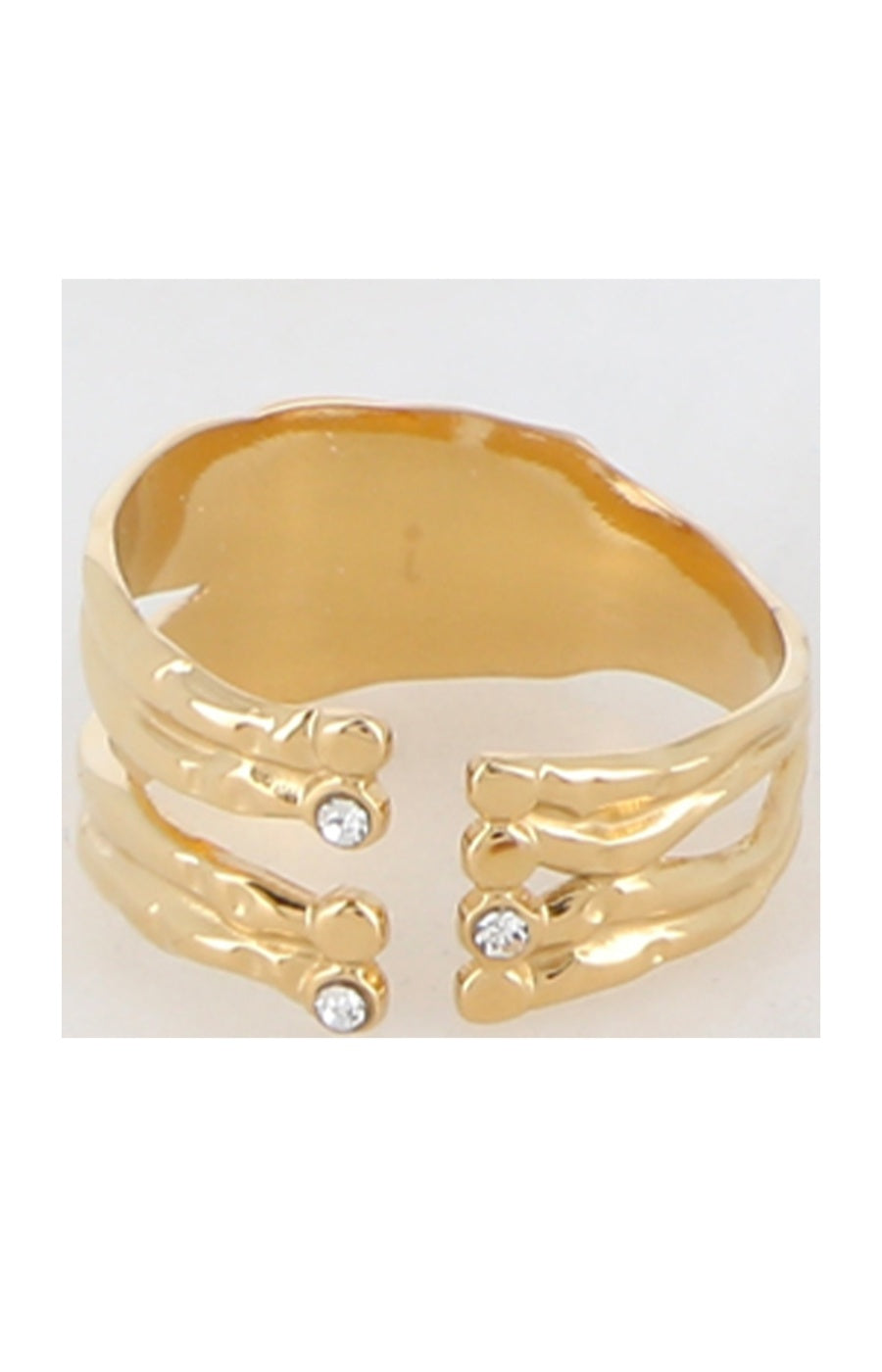 Bague multi-rangs - Acier inoxydable doré& zirconium