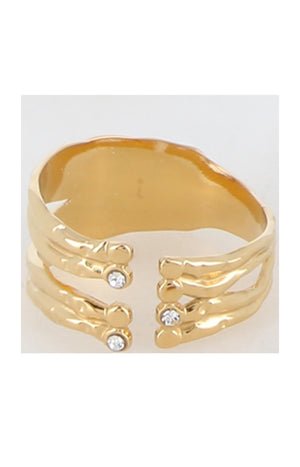 Bague multi-rangs - Acier inoxydable doré& zirconium