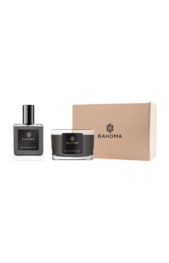 Coffret bougie parfumée & parfum d'ambiance - Black Sandalwood - Bergamote & santal - 2 produits