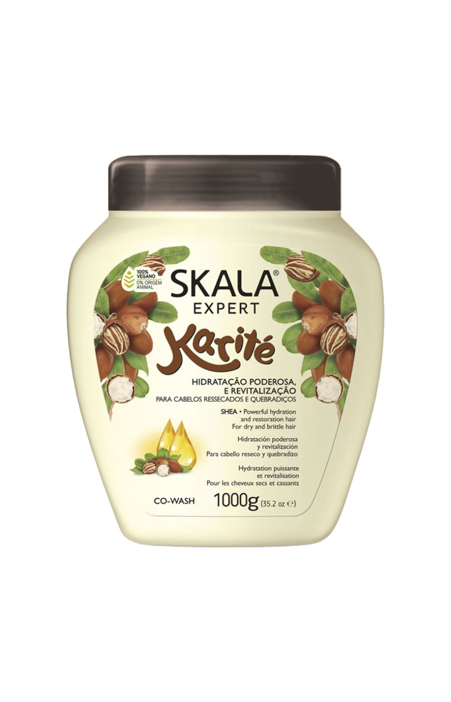 Crème de soin hydratante vegan - Karité - Cheveux secs & cassants - 1 L