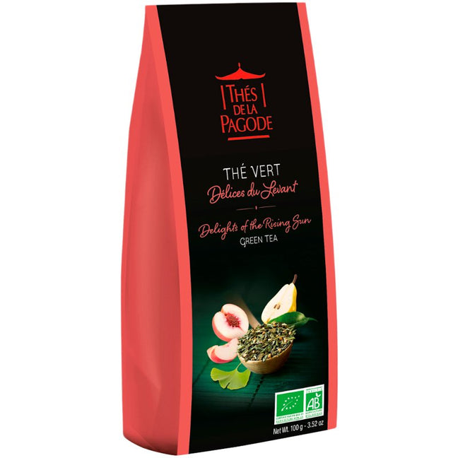 Thé vert bio - Délices du Levant - Poire, pêche & ginkgo - 100 g