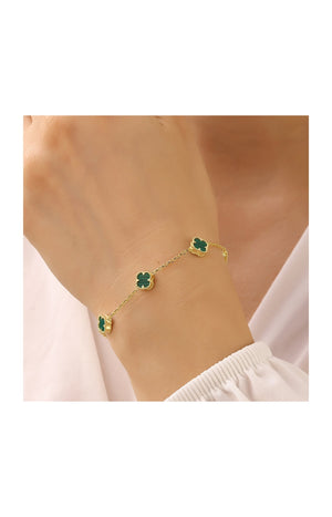 Bracelet trèfles - Argent 925/000 plaqué or & nacre - vert