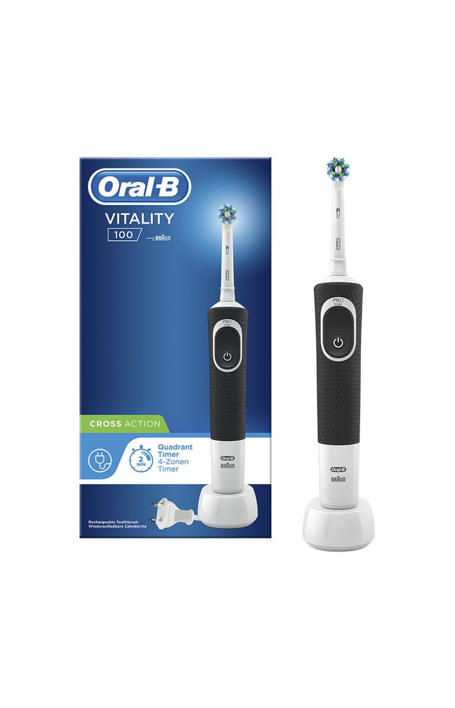 Brosse à dents électrique - Vitality 100 H-BOX Cross Action - Noir
