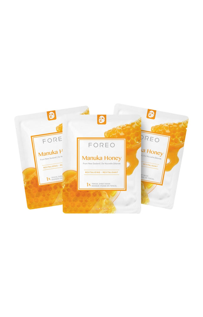 Masques en tissu revitalisants - Farm To Face - Miel de Manuka - Peaux sèches & matures - 3 unités