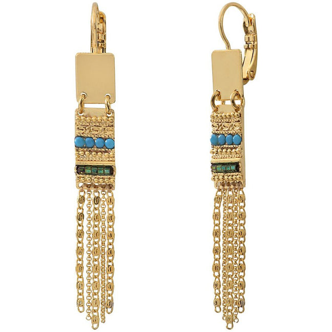 Boucles d'oreilles Mei - Métal doré à l’or jaune, cristaux & perles de culture