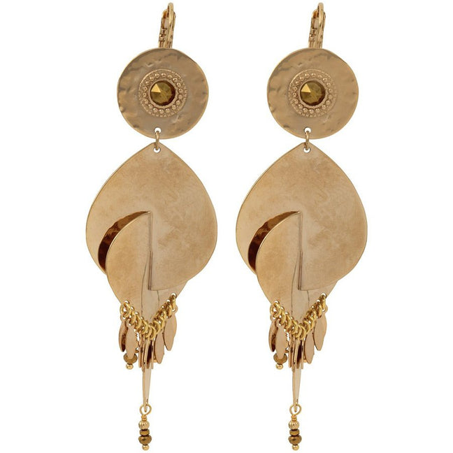 Boucles d'oreilles Toi et Moi - Métal doré à l’or jaune, cristaux & hématite