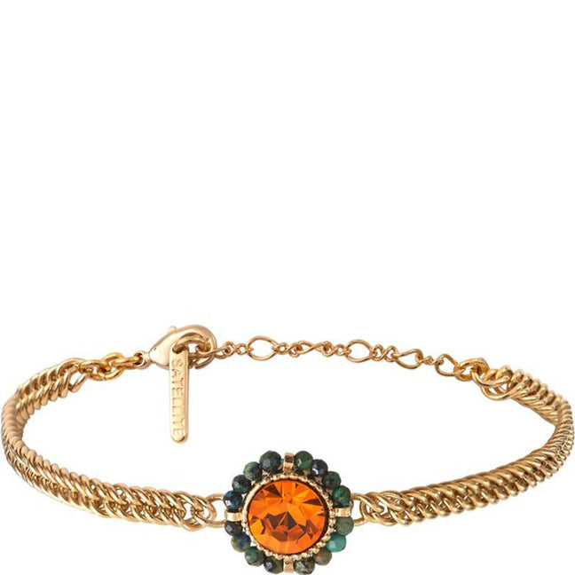 Bracelet Caliste - Métal doré à l’or fin jaune, chrysocolles & cristaux
