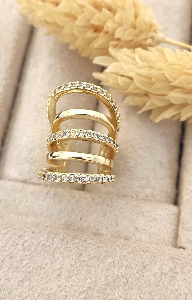 Earcuff doré à l'or fin - Zircons