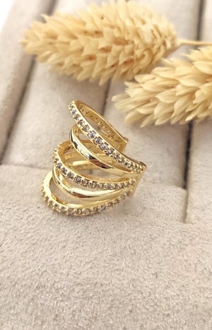 Earcuff doré à l'or fin - Zircons