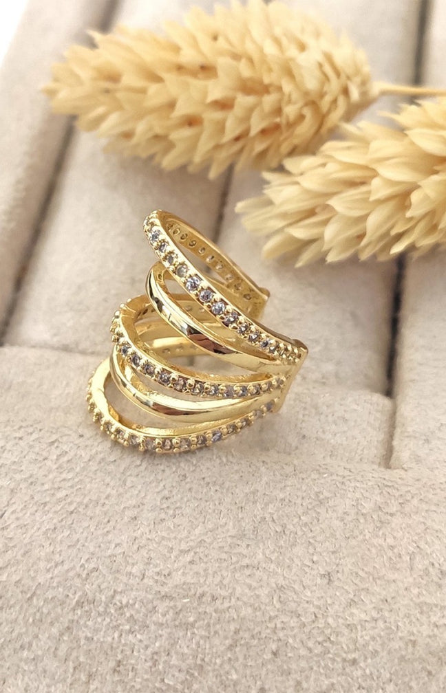 Earcuff doré à l'or fin - Zircons