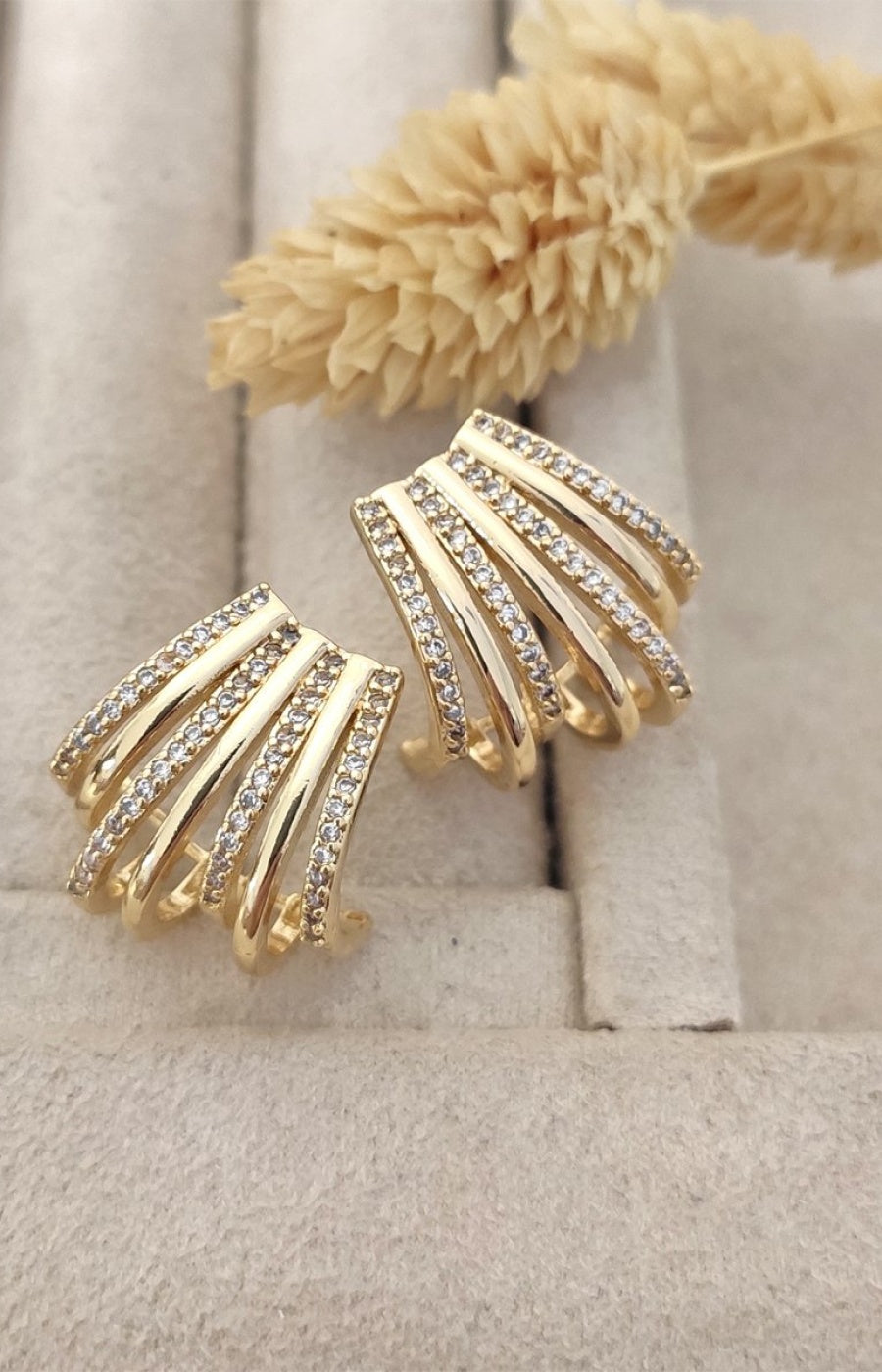 Créoles dorées à l'or fin - Zircons