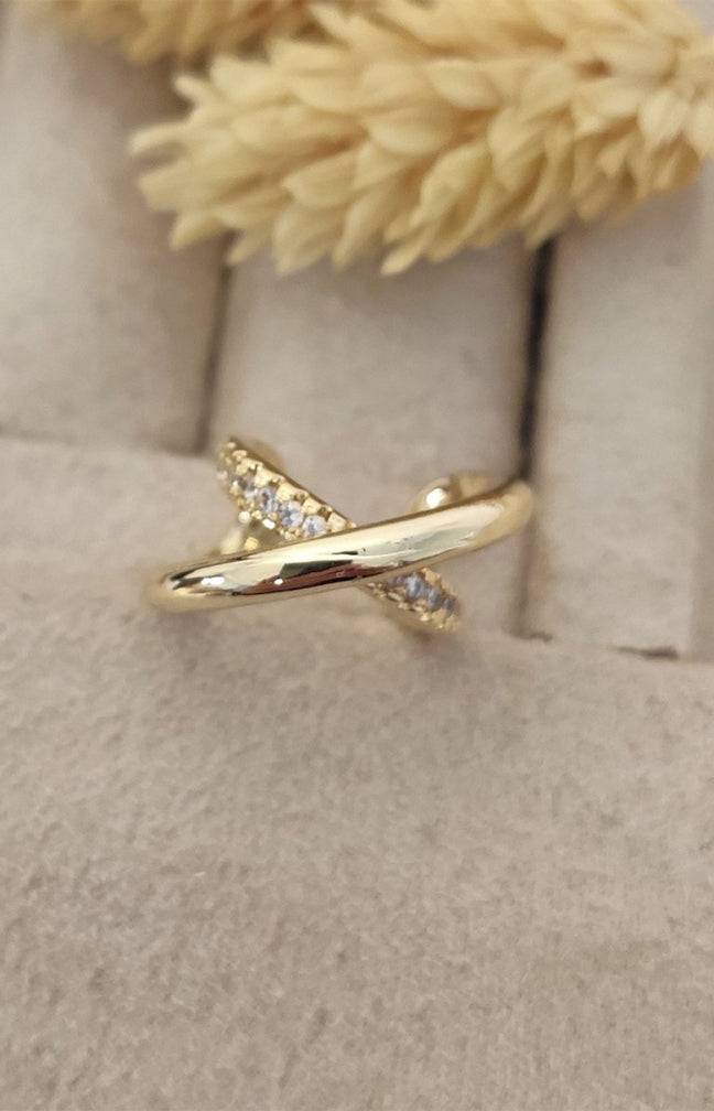 Earcuff doré à l'or fin - Zircons