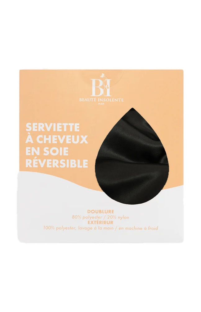 Serviette microfibre réversible - Cheveux texturés - Noir