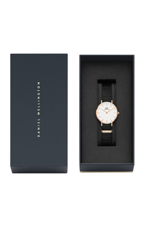 Montre à quartz - Acier inoxydable doré rose & polyester - Femme