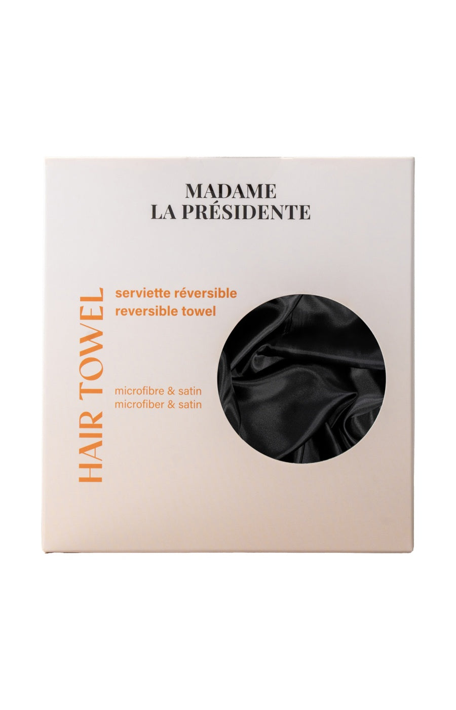Serviette réversible microfibre & satin - Noir