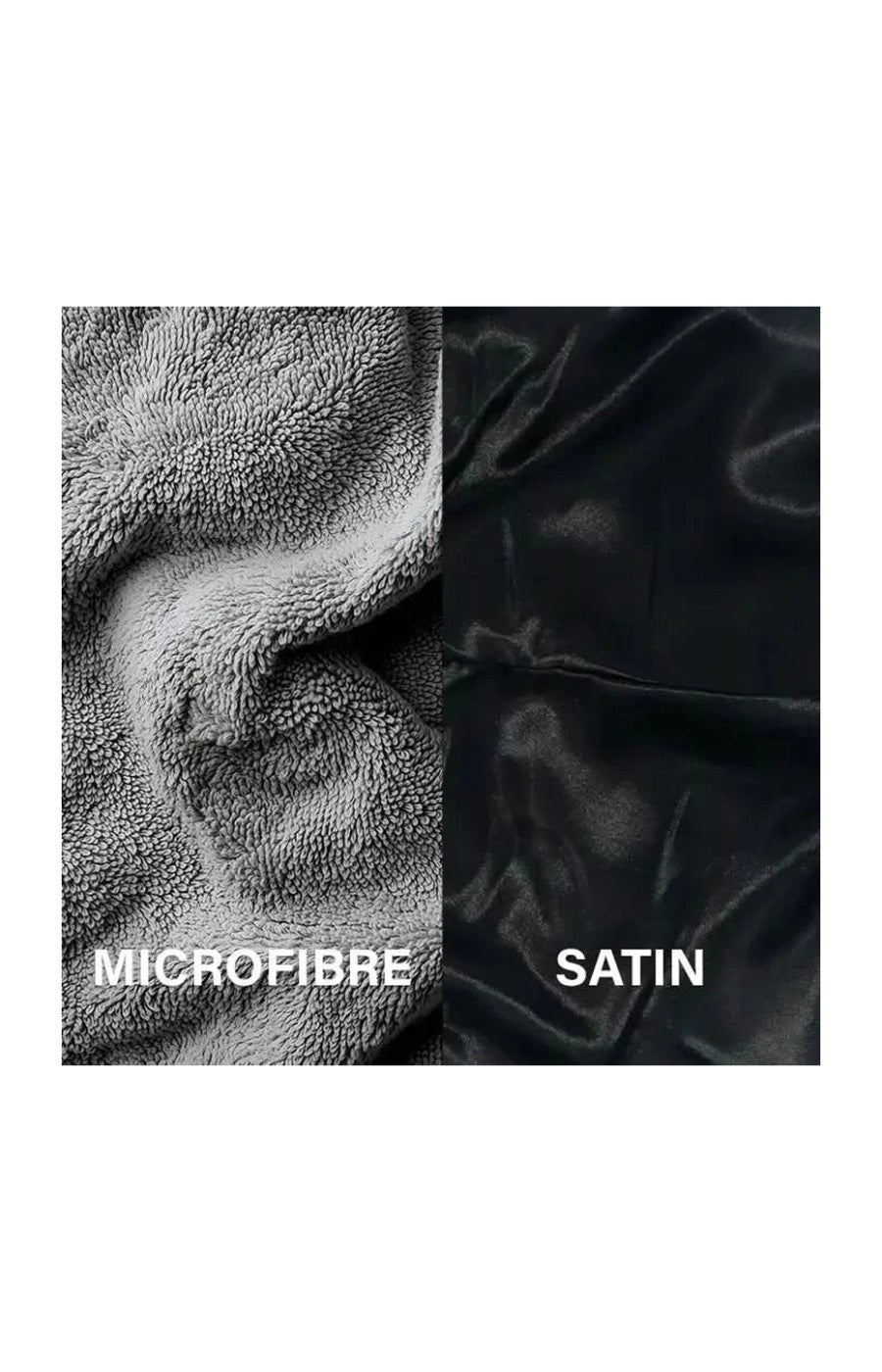 Serviette réversible microfibre & satin - Noir