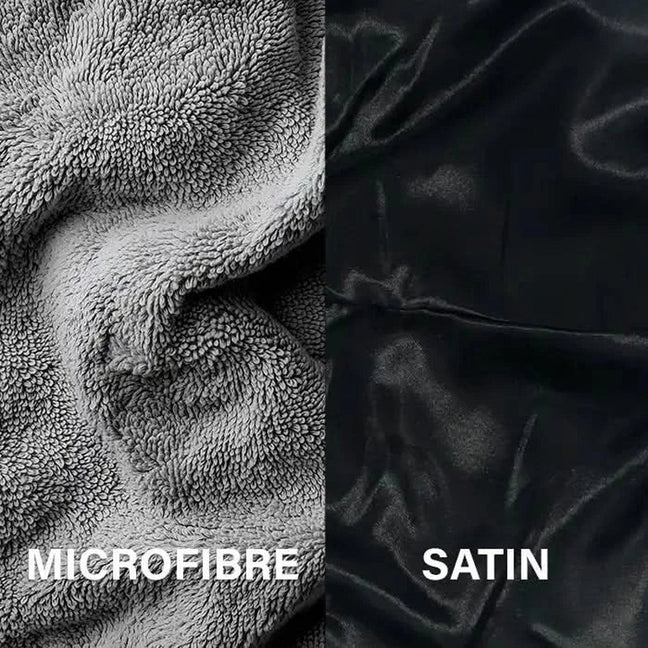 Serviette réversible microfibre & satin - Noir