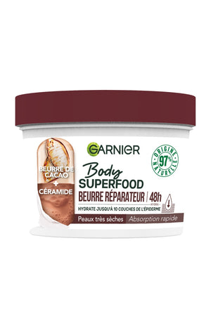 Beurre corporel réparateur - Superfood - Beurre de cacao & céramides - Peaux très sèches - 380 ml