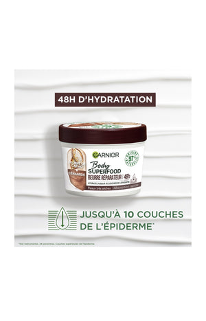 Beurre corporel réparateur - Superfood - Beurre de cacao & céramides - Peaux très sèches - 380 ml