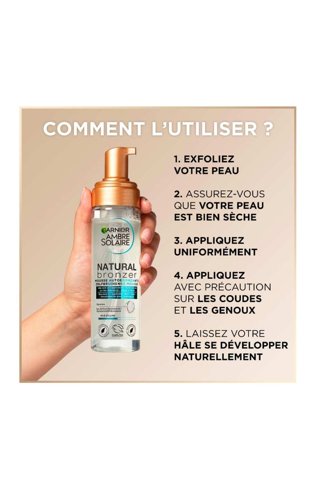 Mousse autobronzante naturelle - Eau de coco - Visage & corps - 200 ml
