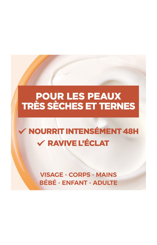 Crème nourrissante - Beurre de cacao & karité - Peaux très sèches & ternes - 400 ml