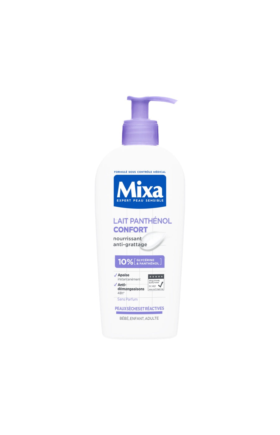 Lait nourrissant anti-démangeaisons - Glycérine & panthénol - Peaux sèches & réactives - 400 ml